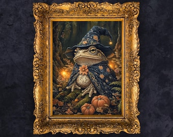 Halloween Toad Print: Whimsigoth Frog, Dark Academia Decor (Digital Download)