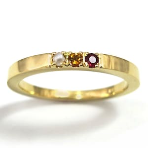 Anello di pietra di nascita impilabile, anello d&#39;oro per le donne, anello di pietra di nascita in oro, anello madre, gioielli di pietra di nascita, 3 anello di pietra di nascita, regalo della festa della mamma