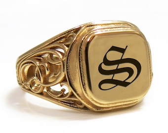 Signet Ring, Monogram Signet Ring, Initial Signet Ring, Man Signet Ring, Pinky Signet Ring, Personalized Signet Ring, Victorian Signet Ring