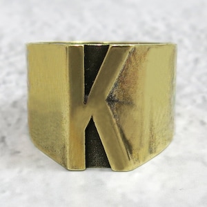 Anillo de letras, anillo inicial, anillo grueso, anillo del alfabeto, anillo de letra personalizado, anillo inicial personalizado, anillo inicial de declaración, anillo inicial K