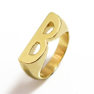 Anillo inicial, anillo de letras, anillo del alfabeto, anillo b inicial, anillo para las mujeres, anillo del nombre, anillo del monograma, timbre inicial, anillo inicial inicial inicial