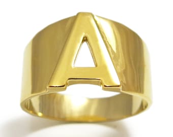 Personalized Gold Initial Ring, Gold A Ring, Initial Ring, Gold Initial Jewelry, Name Ring,  Monogram Ring, Personalize Letter Ring, ID Ring