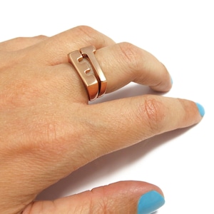 Anillos iniciales, Conjunto de anillos iniciales, Anillos de letras de oro rosa, Anillos iniciales apilables, Anillos iniciales personalizados, Anillos del alfabeto, Anillos iniciales de sello