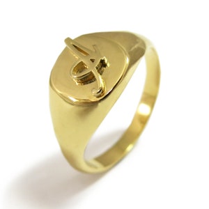 Anillo inicial de oro, anillo de sello inicial, anillo de letras, anillo de sello de oro, anillo inicial, anillo de monograma, anillo inicial personalizado, anillo de sello unisex