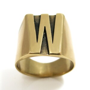 Anillo de letras, anillo inicial, anillo grueso, anillo del alfabeto, joyería inicial, anillo inicial personalizado, anillo de monograma, anillo inicial hombres, anillo W inicial