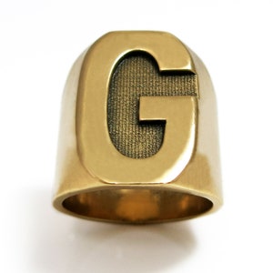 Anel inicial, anel de letra, anel robusto, anel de alfabeto, anel G, joia inicial, anel inicial personalizado, anel de letra masculino, anel inicial de sinete
