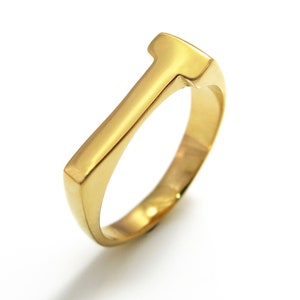 Anel inicial, anel de nome, anel inicial personalizado, anel de letra personalizado, joia inicial, anel de sinete inicial, anel de alfabeto, anel inicial em T