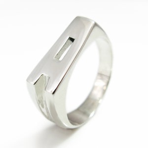 White Gold Initial Ring, 14K Gold Letter Ring, Alphabet Ring, Monogram Ring, Name Ring, Custom Initial Ring, Initial Signet Ring, A Ring