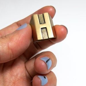 Anel inicial, anel de letra, anel robusto, anel de alfabeto, joia inicial, anel inicial personalizado, anel de carta masculino, anel inicial de sinete, anel H
