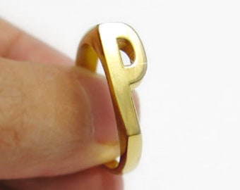 Personalized Gold Ring, Custom Gold Ring, Gold Signet Ring, Custom Initial Ring, Personalized Monogram Ring, Initial Gold Ring, Gold P Ring