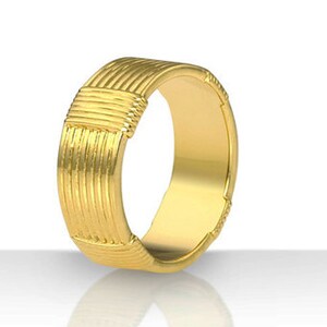 Wedding Ring, Wedding Band, Gold Wedding Ring, Classic Wedding Ring, Unique Wedding Ring, Ring for Women, Wide Gold Band, Stripes Gold Ring
