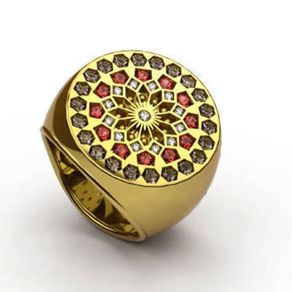 Boho Ring, Fashion Ring, Rainbow Ring, Pattern Ring, Signet Ring, Custom Gemstone Ring, Multi Color Ring, Mosaic Ring, Personalized Gem Ring
