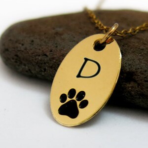 Pet Necklace, Initial Gift Necklace, Engraved Necklace, Dog Paw Jewelry, Monogram Initial Necklace, Paw Print Jewelry, Dog Lover Necklace