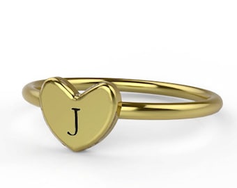 Buy Gold Heart Ring, Monogram Ring, Love Ring, Letter Ring