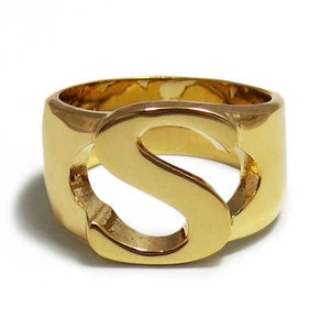 Erste Ring, Gold Initial Ring, erste Siegel Ring, personalisierte initial Ring, Briefring, Unisex Initial Ring, Alphabet Ring, S Ring