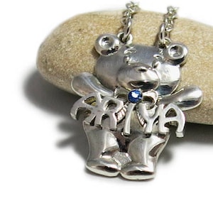Collar del nombre del oro, collar de nombre personalizado, joyería personalizada del animal doméstico, collar de oro para los niños, collar del oso de peluche, colgante del oso de oro.