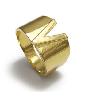 Carta personalizada, Anillo de oro personalizado, Regalo del mejor amigo, Anillo de oro personalizado, Anillo grande, Anillo inicial, Anillo de letra personalizado, Anillo V inicial