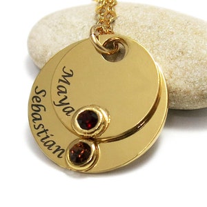 Collar de monograma de oro, collar de nombre de oro, collar de mamá personalizado, collar de nombre de los niños, collar de nombre de niño, collar de nombre de piedra de nacimiento.