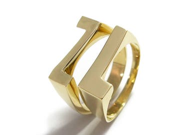 Stacking name rings, Stacking rings gold, Initial gold rings, Custom Initial Ring, Personalized initial Rings, Stackable Initial Rings.