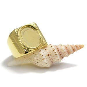 Anillo inicial, anillo de letra, anillo de identificación, anillo personalizado oro, anillo de nombre oro, anillo de joyería inicial, anillo inicial Signet, anillo C, anillo del alfabeto