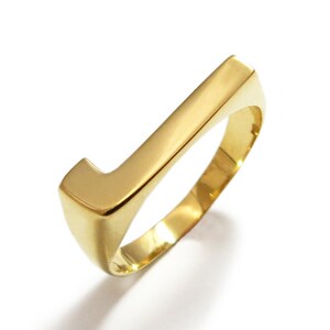 Anel inicial, joia com nome personalizado, anel monograma, anel inicial personalizado, anel inicial unissex, anel inicial de sinete, anel com letra J.