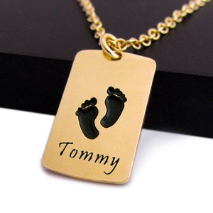 Nuevo collar del bebé, collar del nombre de los niños, collar para la nueva mamá, joyería personalizada, collar de la huella del bebé, regalo significativo del día de la madre