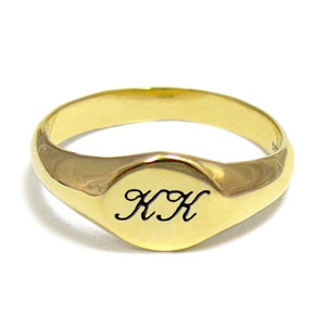 Anillo de sello inicial, anillo de monograma personalizado, anillo rosado, anillo inicial personalizado, anillo de letra grabado, anillo inicial de oro, anillo de nombre de sello.