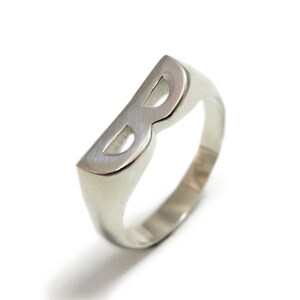 Anillo inicial personalizado, carta personalizada, anillo de joyería inicial, anillo inicial personalizado, anillo inicial monograma, anillo de identificación, anillo de la letra B.