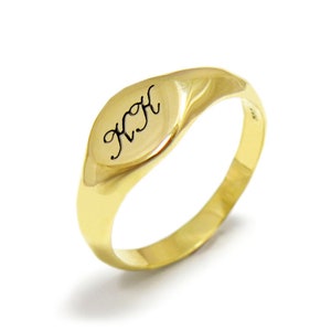 Anillo de monograma, anillo de sello de oro, anillo inicial de oro, anillo de oro personalizado, anillo grabado, joyería diaria, anillo de nombre, anillo de letras de oro.