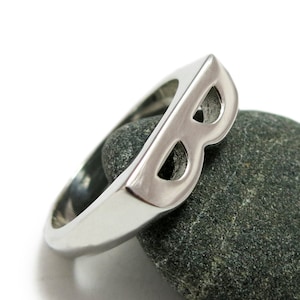 Initial ring, Custom silver ring, Silver initial ring, Monogram ring, Personalized ring for women, Letter ring, Text ring, Initial B ring.