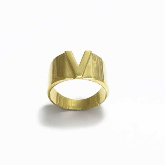 Gold rings with letter v sale