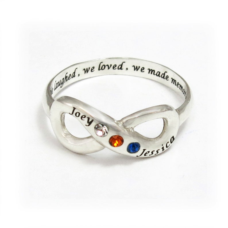 Personalized Ring for Women Personalized Silver Infinity Ring Engraved Ring Silver Birthstone Ring Infinity Ring Personalized Name Ring