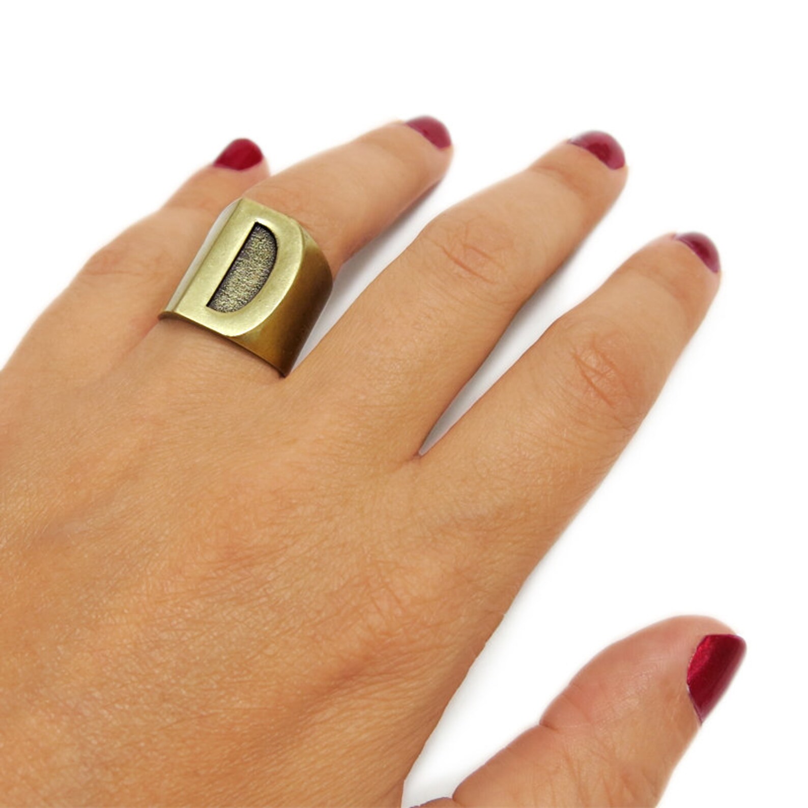 Personalized Initial Jewelry, Stacking Ring, D Ring, Big Ring, Unisex ...