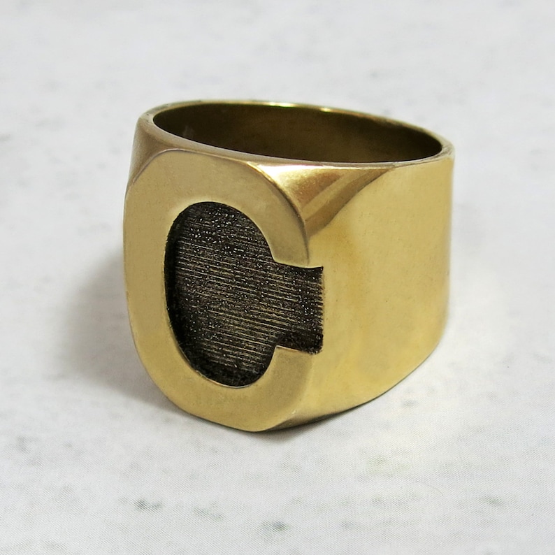 Initial Ring Letter Ring Chunky Initial Ring C Ring Man Etsy Israel