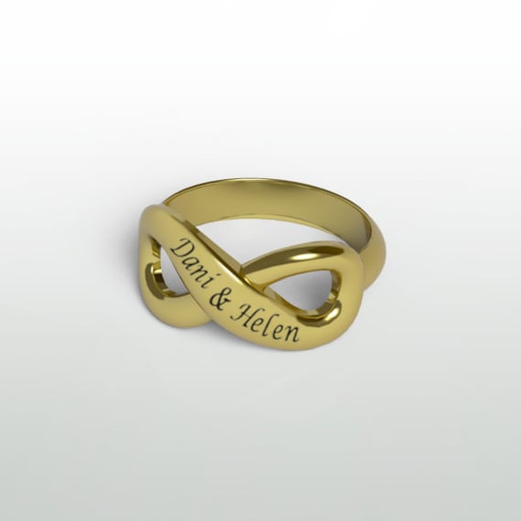 Letter R 14KT Yellow Gold Initial Ring