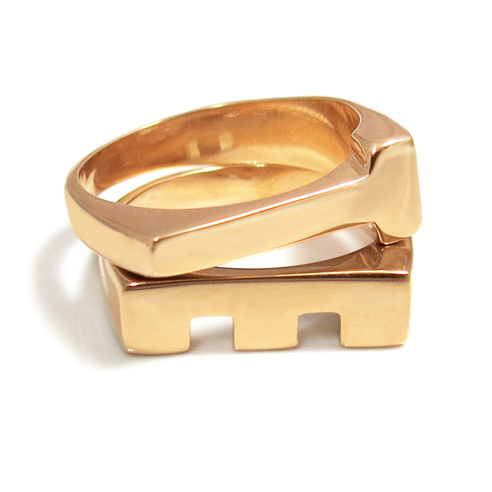 Rose Gold Initial Rings, Stacking Gold Initial Rings, Custom Initial ...