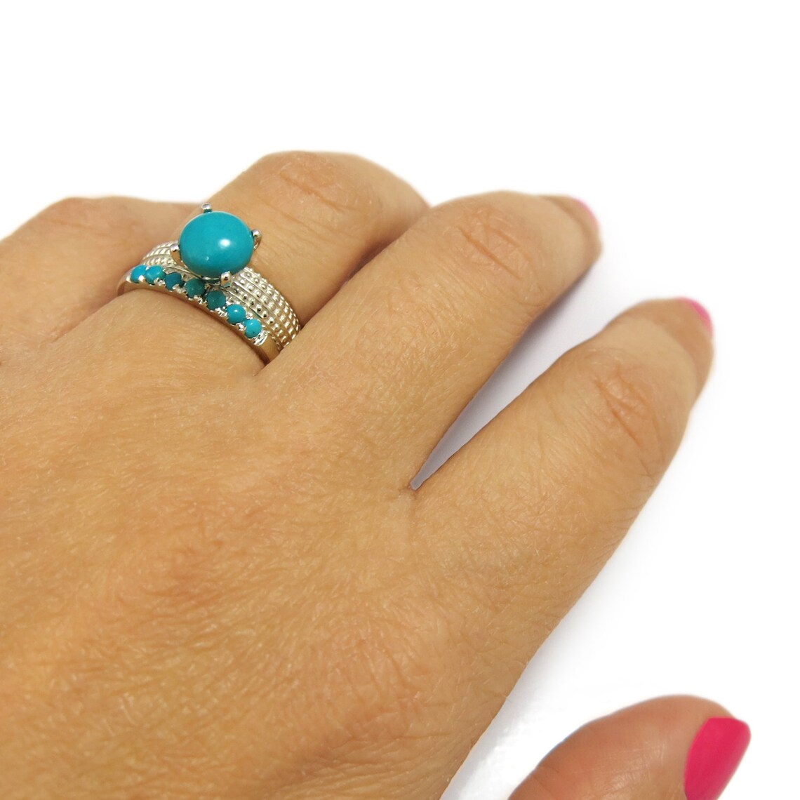 Turquoise Wedding Ring Set Turquoise Wedding Ring Boho Etsy