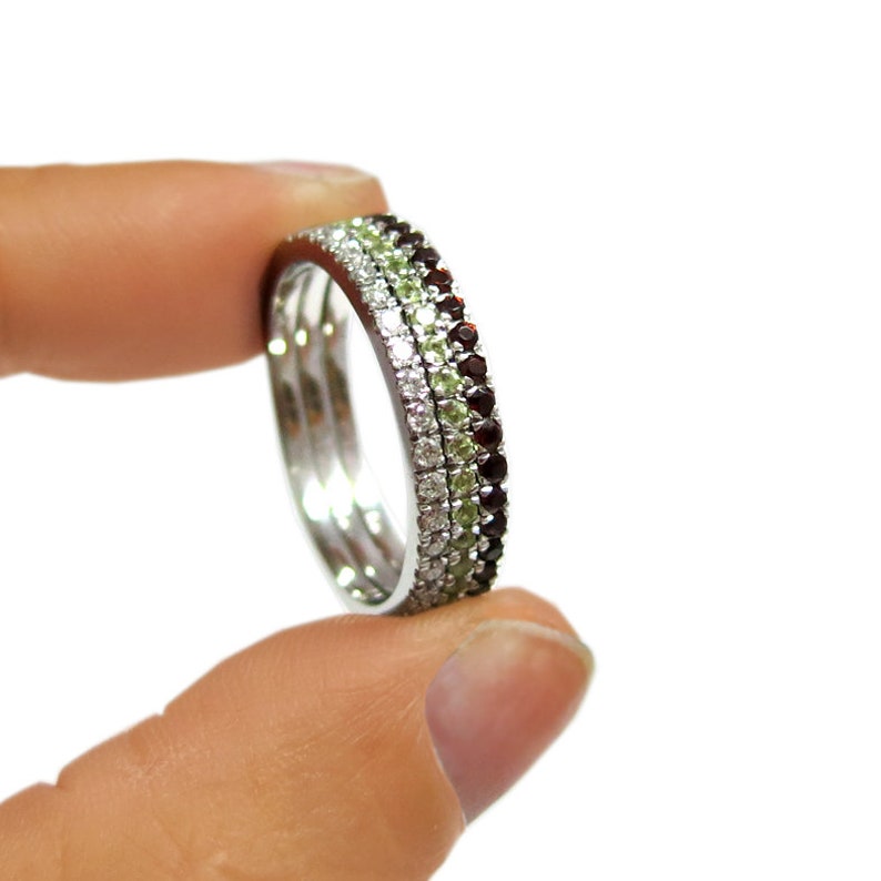 Birthstone Eternity Ring Stackable Birthstone Ring Etsy