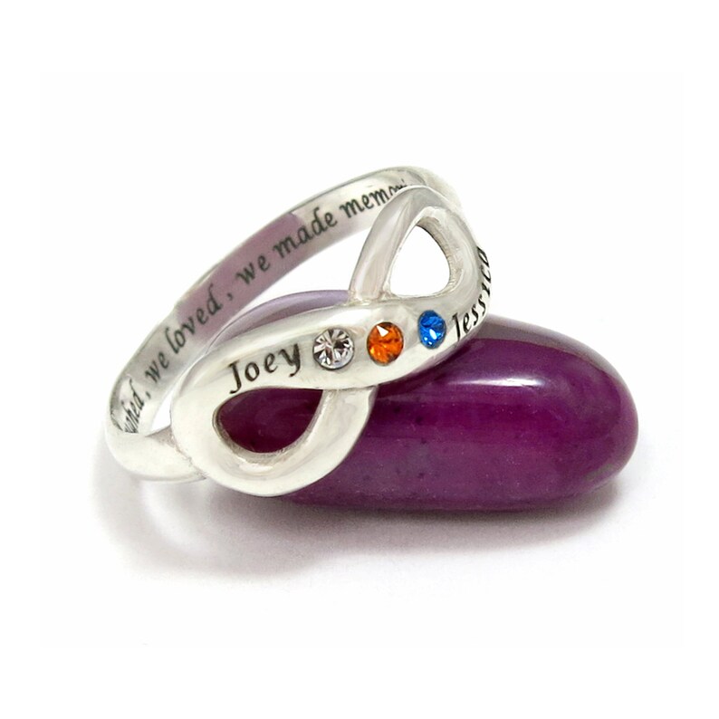 Personalized Ring for Women Personalized Silver Infinity Ring Engraved Ring Silver Birthstone Ring Infinity Ring Personalized Name Ring