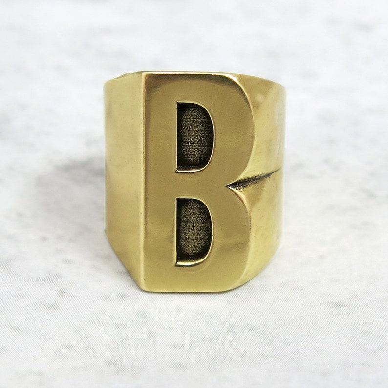 Initial Ring Chunky Ring Letter Ring Alphabet Ring - Etsy