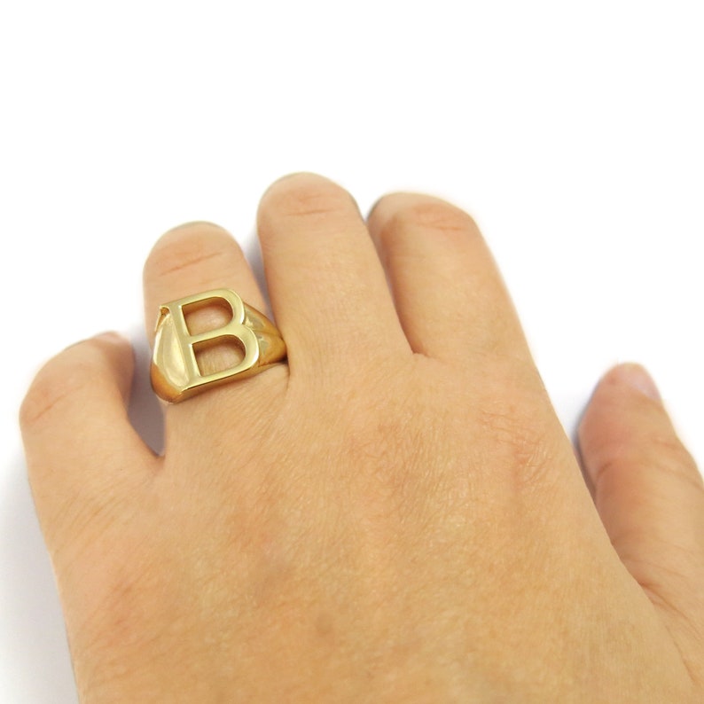 Gold Initial Ring Ring for Women Letter Ring Initial Etsy