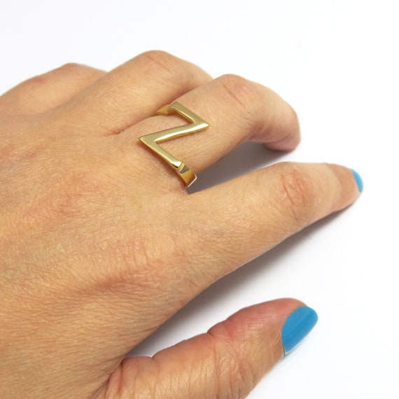 Gold Initial Ring, Gold Letter Ring, Z Ring, Custom Initial Gold Initial Ring, Gold Letter Ring, Z Ring, Custom Initial