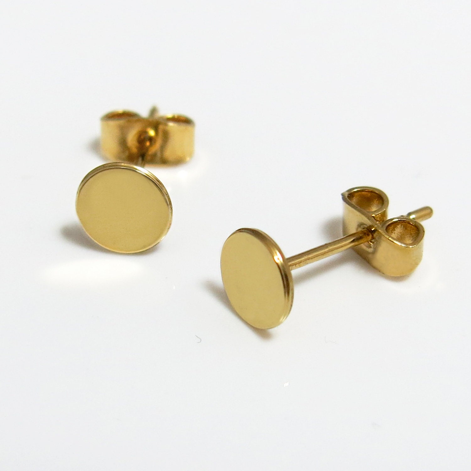 Gold Circle Stud Earrings Round Stud Earring Small Gold Earrings
