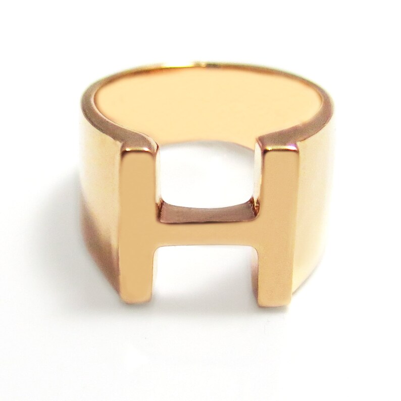 White Gold Initial Ring Letter Ring Initial Jewelry Etsy