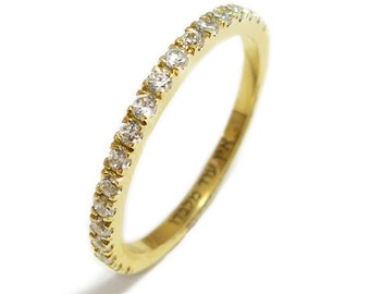 Diamond Wedding Ring for Women, Gold Diamond Band, Classic Wedding Ring, Diamond Stacking Ring, Wedding Eternity Ring, Delicate Wedding Ring