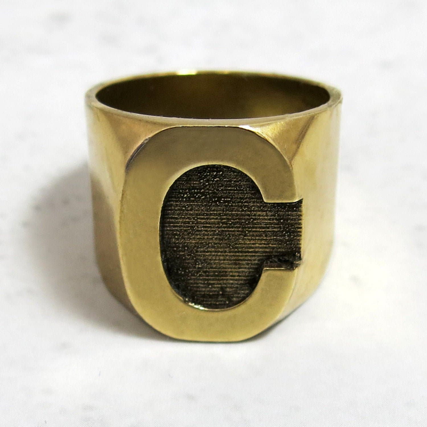 Initial Ring Letter Ring Chunky Initial Ring C Ring Man Etsy Israel