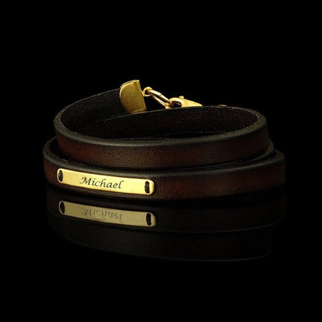 Personalized Monogram Leather Cuff Bracelet