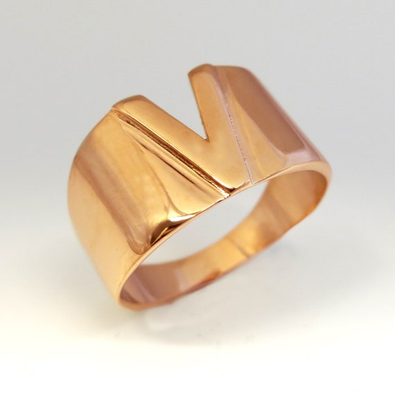 Initial Ring, Chunky Initial Ring, Rose Gold Initial Ring, Letter