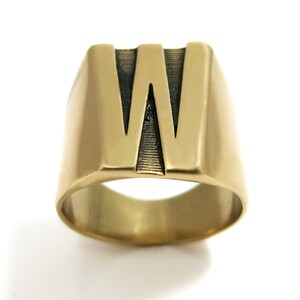 Silver Initial Ring, Chunky Initial Ring, Letter Ring, W Ring, Initial ...