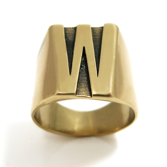 Letter Ring Initial Ring Chunky Ring Alphabet Ring Initial Etsy Singapore